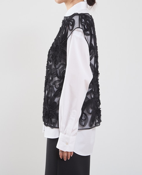 テープ刺繍ブラウス 詳細画像 ブラック 8