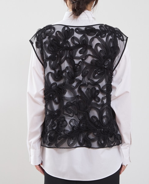 テープ刺繍ブラウス 詳細画像 ブラック 9