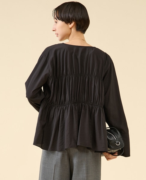モダールシルクティアードブラウス 詳細画像 ブラック 3