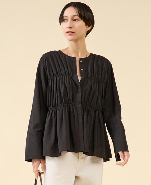 モダールシルクティアードブラウス 詳細画像 ブラック 4