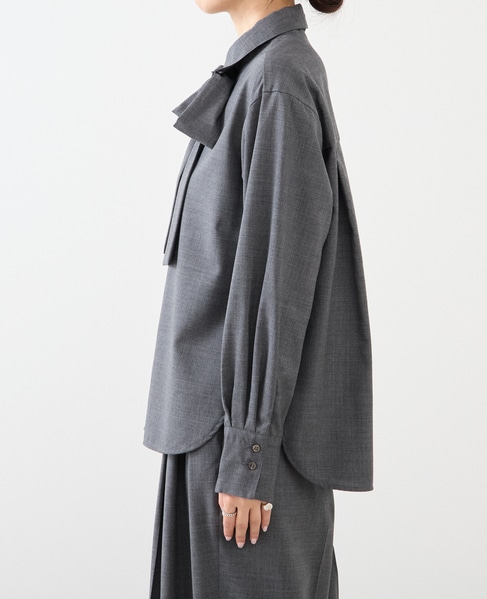 シアーウールボータイブラウス 詳細画像 グレー 14