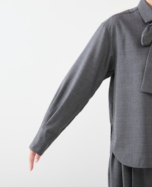 シアーウールボータイブラウス 詳細画像 グレー 16