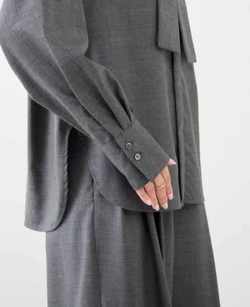 シアーウールボータイブラウス 詳細画像 グレー 17