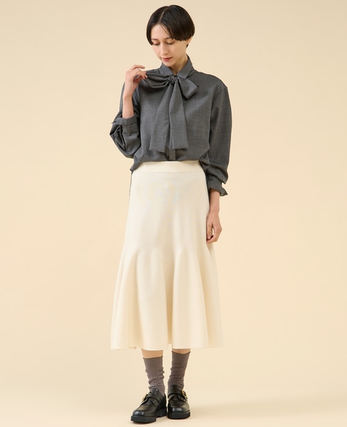 シアーウールボータイブラウス 詳細画像 グレー 7