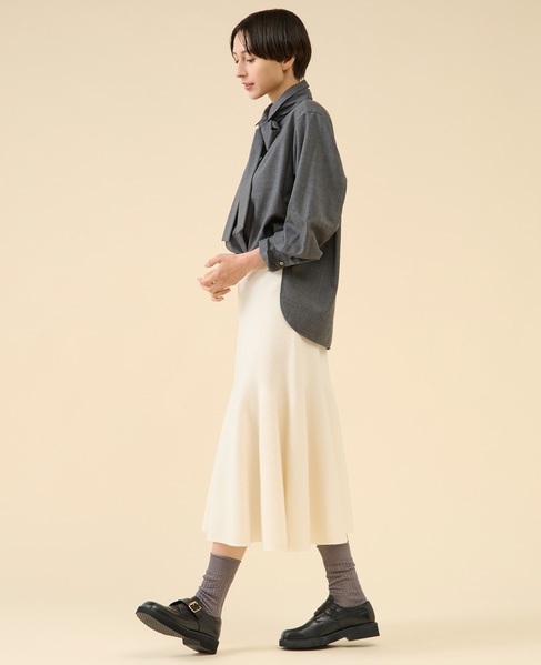 シアーウールボータイブラウス 詳細画像 グレー 8