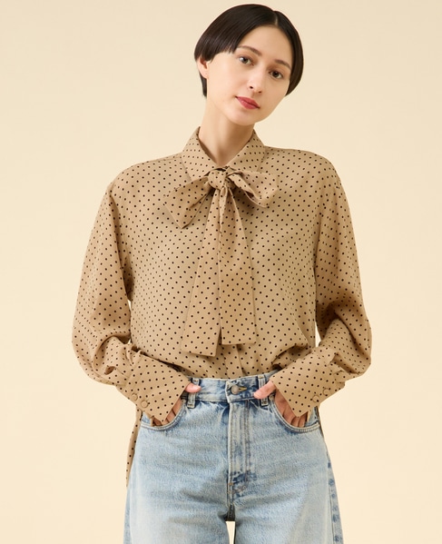 シアーウールボータイブラウス 詳細画像 ドット 1
