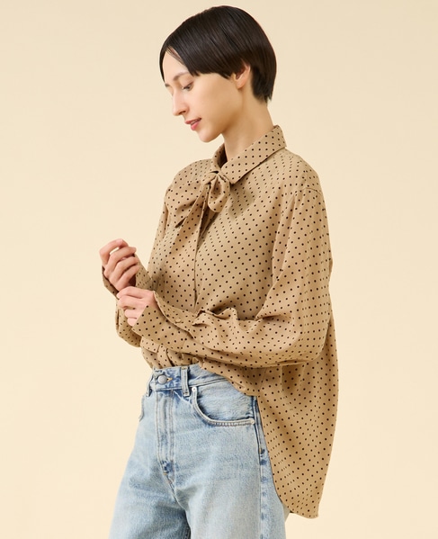 シアーウールボータイブラウス 詳細画像 ドット 2