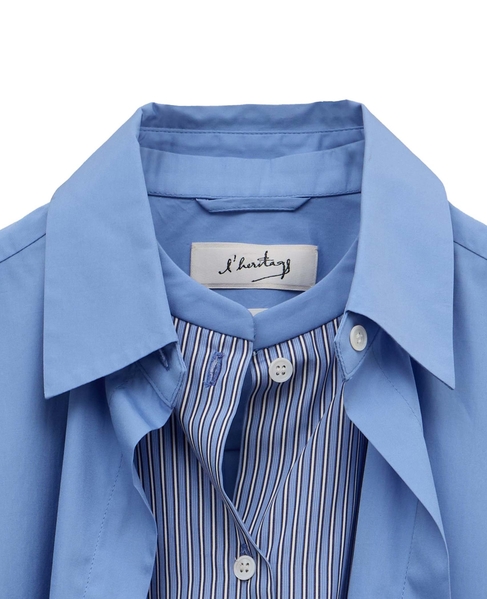 【l’heritage martinique/レリタージュ マルティニーク】トマスメイソン フェイクレイヤードシャツ 詳細画像 サックスストライプ 3