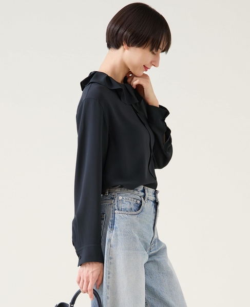 アシンメトリーカラーブラウス 詳細画像 ネイビー 2