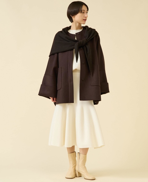 《追加》ウールリバーノーカラーコート 詳細画像 ブラウン 12