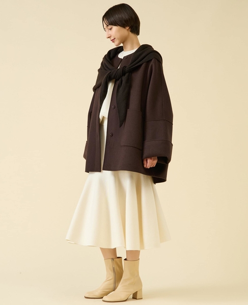 《追加》ウールリバーノーカラーコート 詳細画像 ブラウン 13