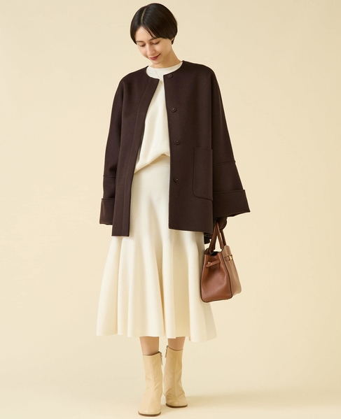 《追加》ウールリバーノーカラーコート 詳細画像 ブラウン 15