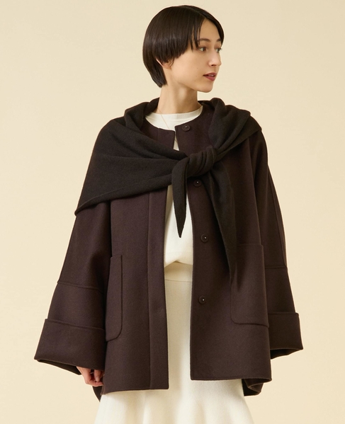《追加》ウールリバーノーカラーコート 詳細画像 ブラウン 6