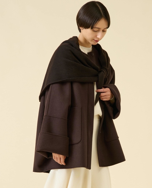 《追加》ウールリバーノーカラーコート 詳細画像 ブラウン 7