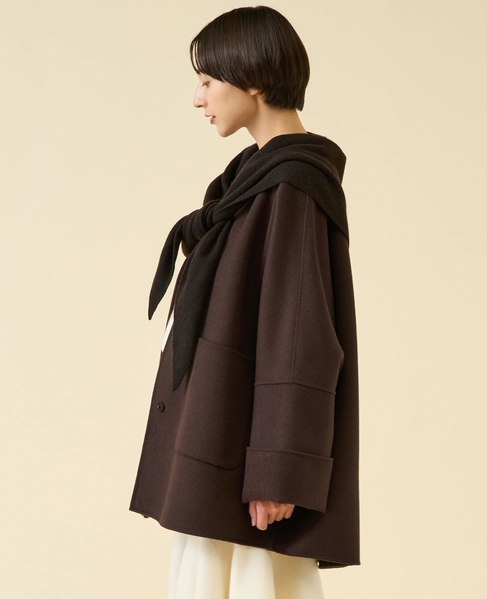 《追加》ウールリバーノーカラーコート 詳細画像 ブラウン 8