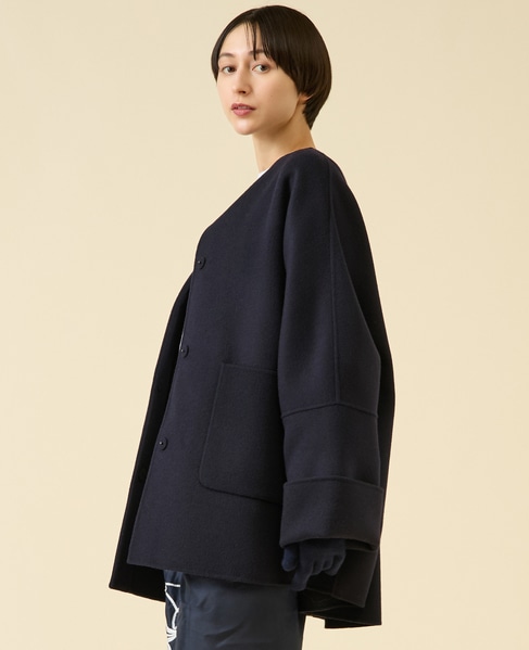 《追加》ウールリバーノーカラーコート 詳細画像 ネイビー 2