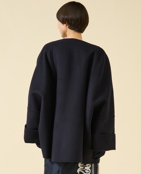 《追加》ウールリバーノーカラーコート 詳細画像 ネイビー 3