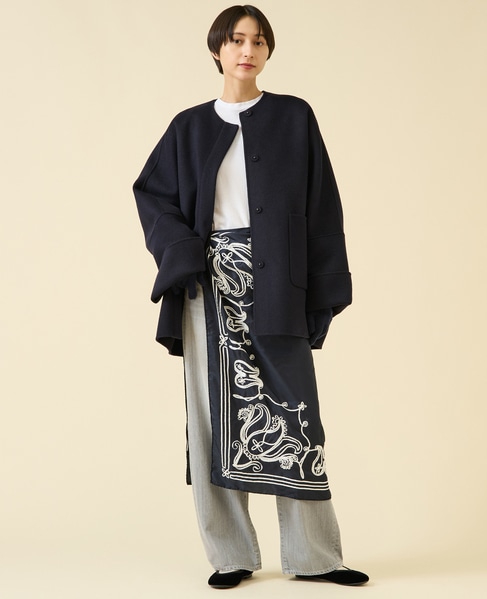 《追加》ウールリバーノーカラーコート 詳細画像 ネイビー 4