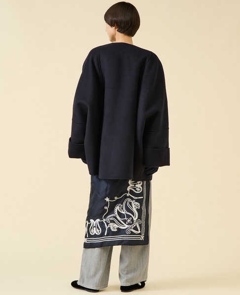 《追加》ウールリバーノーカラーコート 詳細画像 ネイビー 5