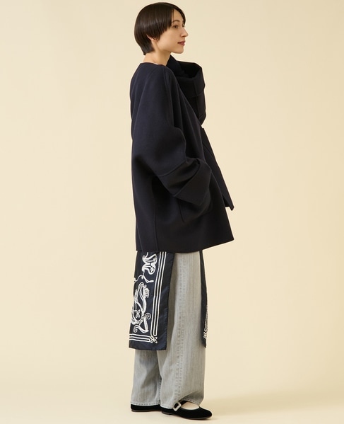 《追加》ウールリバーノーカラーコート 詳細画像 ネイビー 6