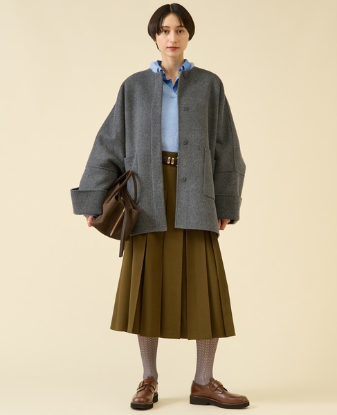 《追加》ウールリバーノーカラーコート 詳細画像 グレー 4