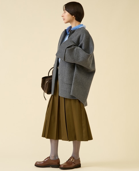 《追加》ウールリバーノーカラーコート 詳細画像 グレー 6