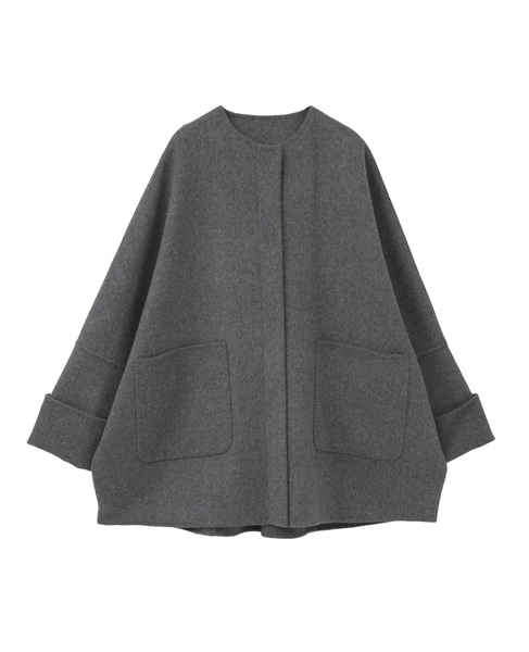 《追加》ウールリバーノーカラーコート 詳細画像 グレー 8