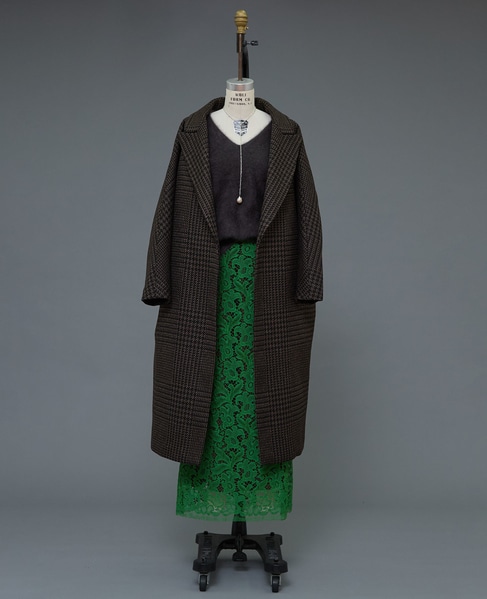 【l’heritage martinique/レリタージュ マルティニーク】ビッググレンチェックガウンコート 詳細画像 ブラウンチェック 10