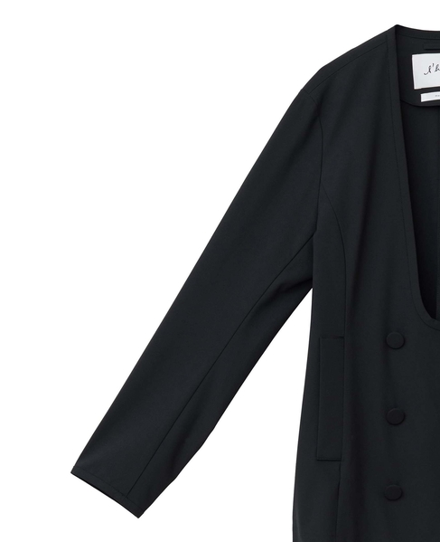 【l’heritage martinique/レリタージュ マルティニーク】T/R2WAYストレッチダブルスプレテッドジャケット（セットアップ可） 詳細画像 ブラック 6