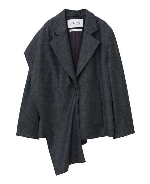 【l’heritage martinique/レリタージュ マルティニーク】ラメホームスパンテーラードジャケット（セットアップ可） 詳細画像 チャコール 2