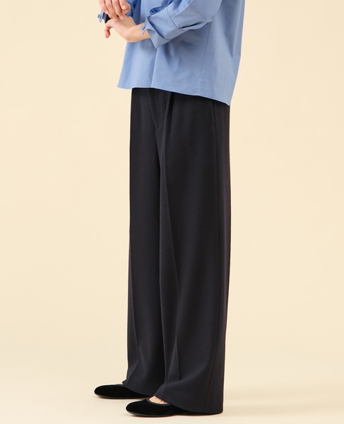 ウールジャージーワイドパンツ（セットアップ可） 詳細画像 ネイビー 2