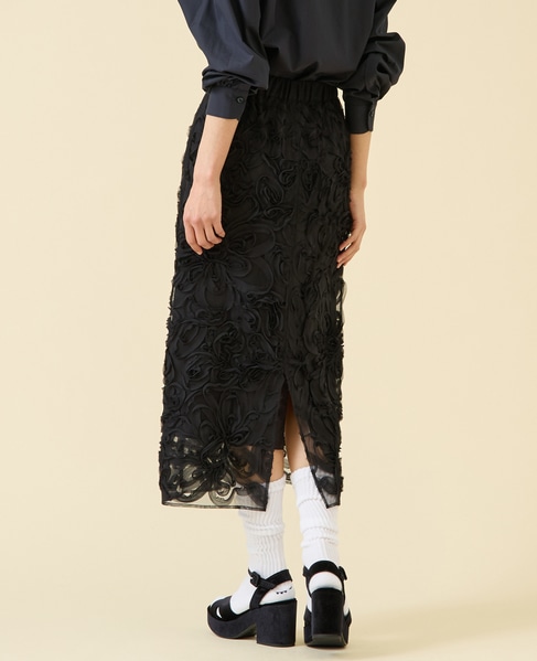 テープ刺繍タイトスカート 詳細画像 ブラック 2