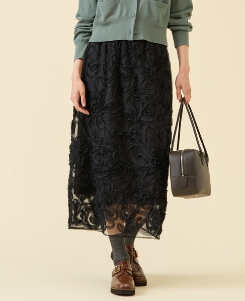 テープ刺繍タイトスカート 詳細画像 ブラック 5