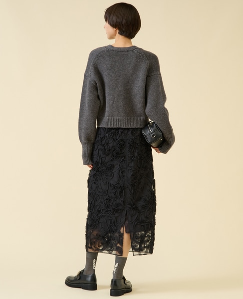 テープ刺繍タイトスカート 詳細画像 ブラック 9