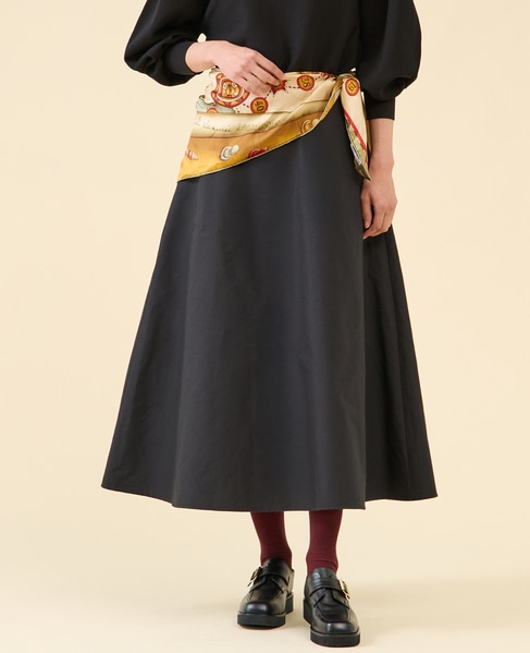 タフタバックゴムフレアスカート 詳細画像 ブラック 1