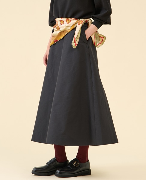 タフタバックゴムフレアスカート 詳細画像 ブラック 2