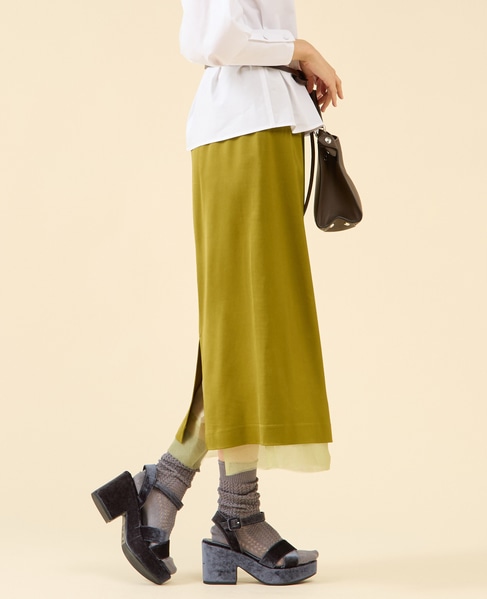ウールサテンスカート 詳細画像 ピスタチオ 2