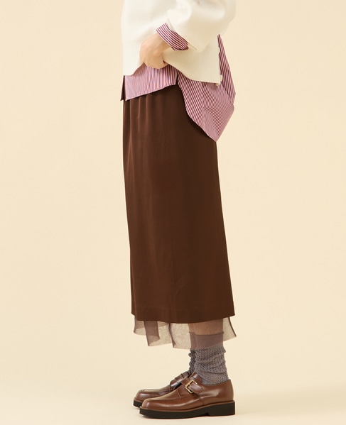 ウールサテンスカート 詳細画像 ブラウン 2