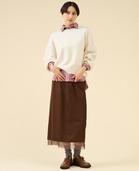 ウールサテンスカート 詳細画像 ブラウン 3