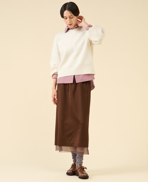 ウールサテンスカート 詳細画像 ブラウン 4