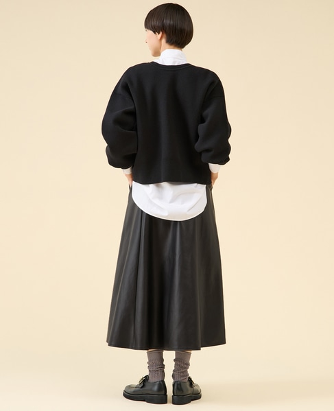 フェイクレザーフレアスカート 詳細画像 ブラック 10