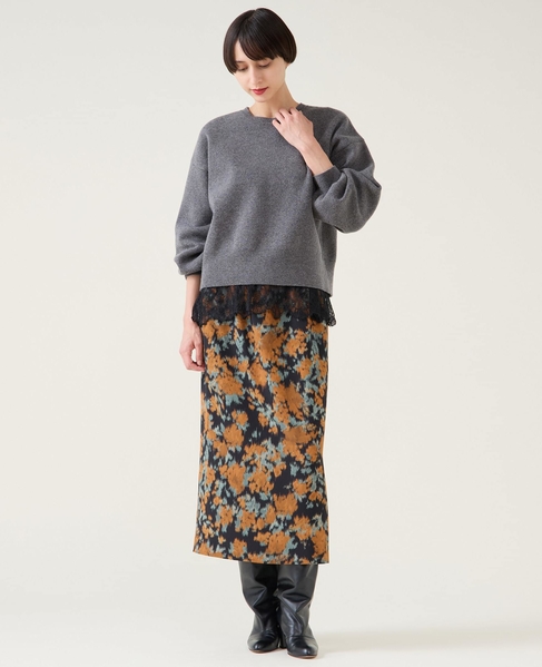 フラワーギャザータイトスカート 詳細画像 ブラック 5