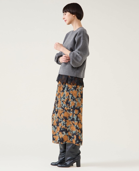 フラワーギャザータイトスカート 詳細画像 ブラック 6