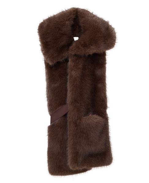 【l’heritage martinique/レリタージュ マルティニーク】フォックスライクフェイクファーストールジレ 詳細画像 ブラウン 2