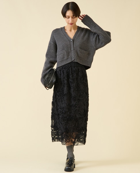 ローゲージウールカーディガン（アンサンブル可） 詳細画像 チャコール 4