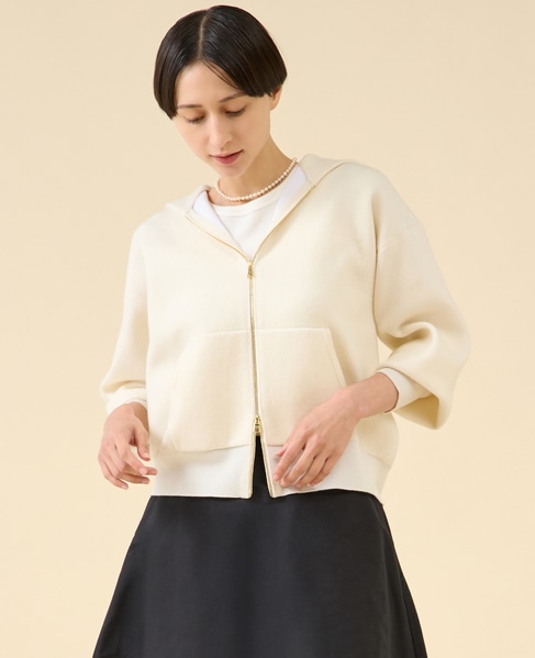 ダブルフェイスニットパーカー 詳細画像 ホワイト 1