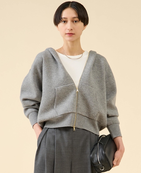 ダブルフェイスニットパーカー 詳細画像 グレー 4