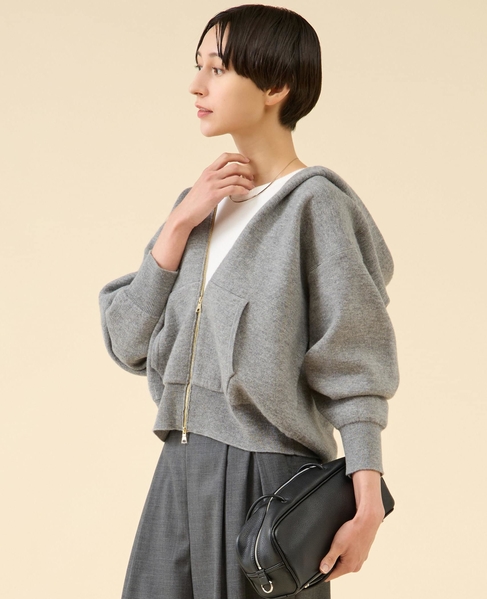 ダブルフェイスニットパーカー 詳細画像 グレー 5