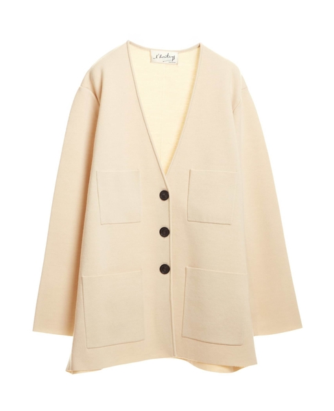 【l’heritage martinique/レリタージュ マルティニーク】ミラノリブジャケットカーディガン 詳細画像 アイボリー 1