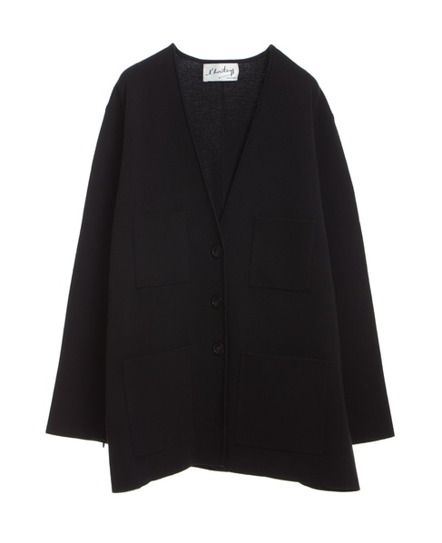 【l’heritage martinique/レリタージュ マルティニーク】ミラノリブジャケットカーディガン 詳細画像 ブラック 1